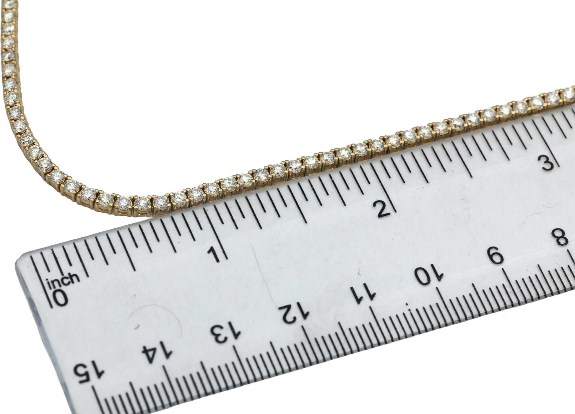 14k Yellow Gold VS Round Diamond Tennis Necklace 8.01CT
