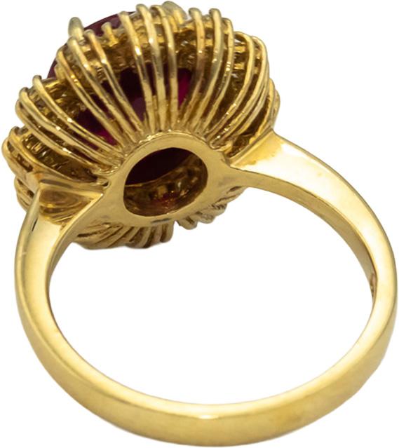 GIA Certified 14k Yellow Gold Diamond & Manufactured Ruby Ring 5.0CT Size 7