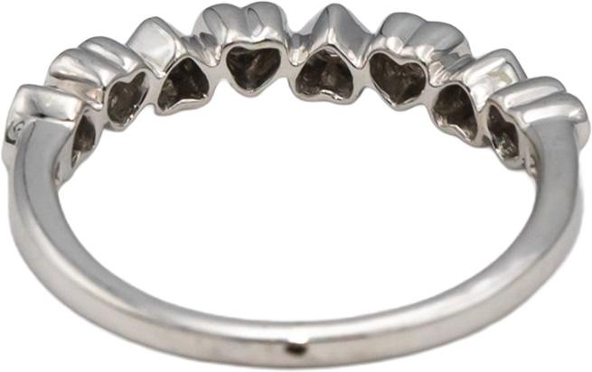 18k White Gold Round Diamond Heart Band Ring 0.11CT Size 5.75