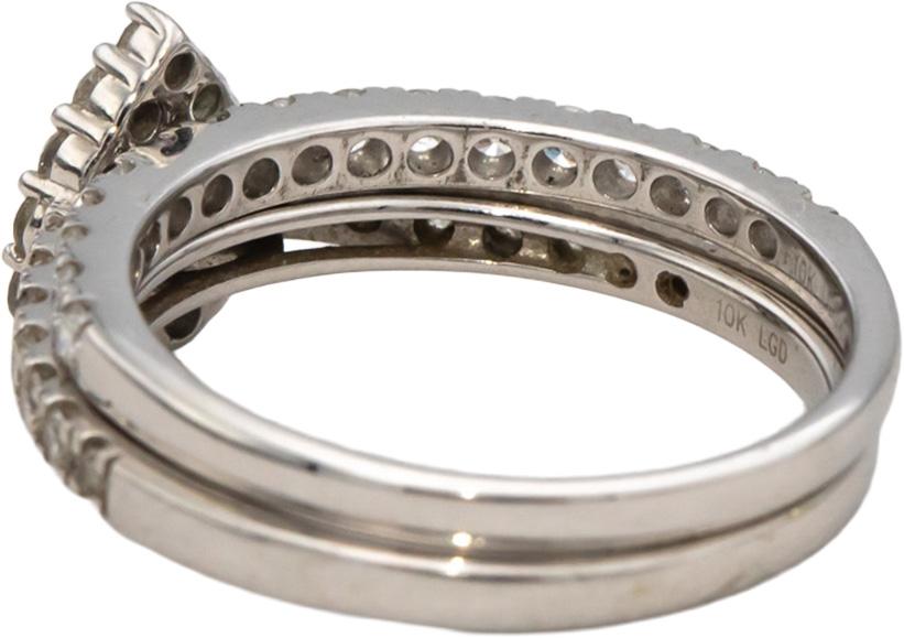 10k White Gold Round Lab Grown Diamond Bridal Engagement Ring Set 0.75CT