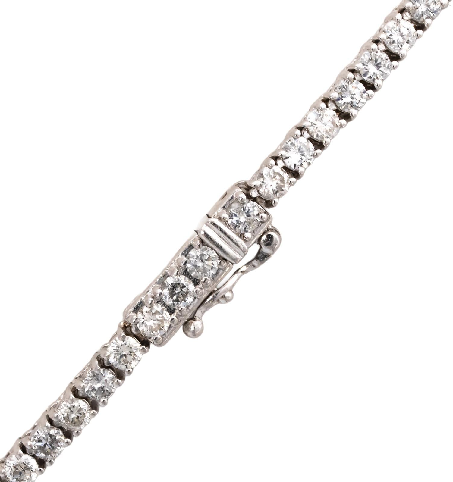 14k White Gold Round Diamond Tennis Necklace 15.0CT