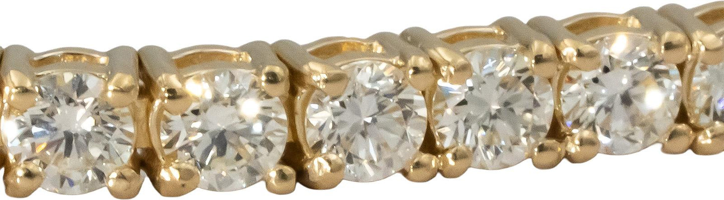 14k Yellow Gold VS Round Diamond Tennis Bracelet 4.57CT