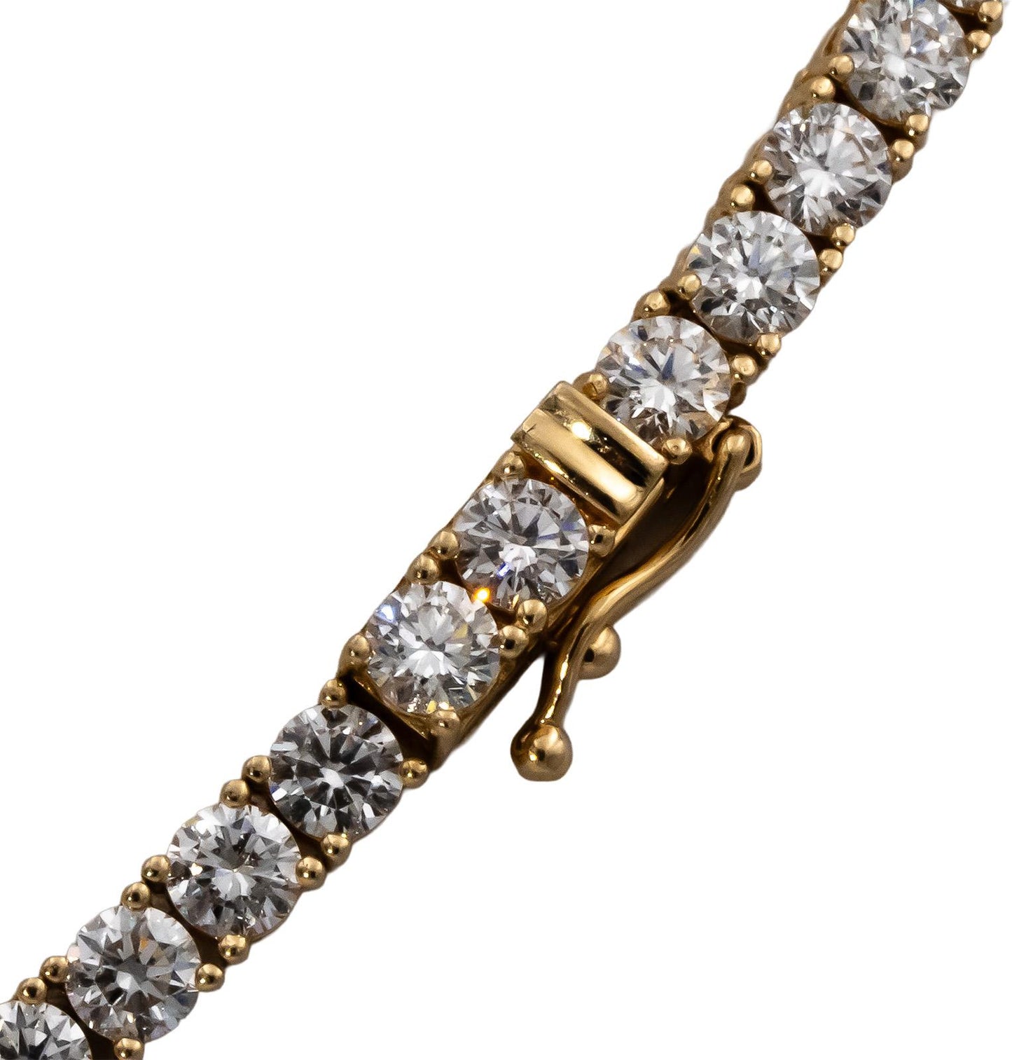 14k Yellow Gold VS Round Diamond Tennis Necklace 16.33CT