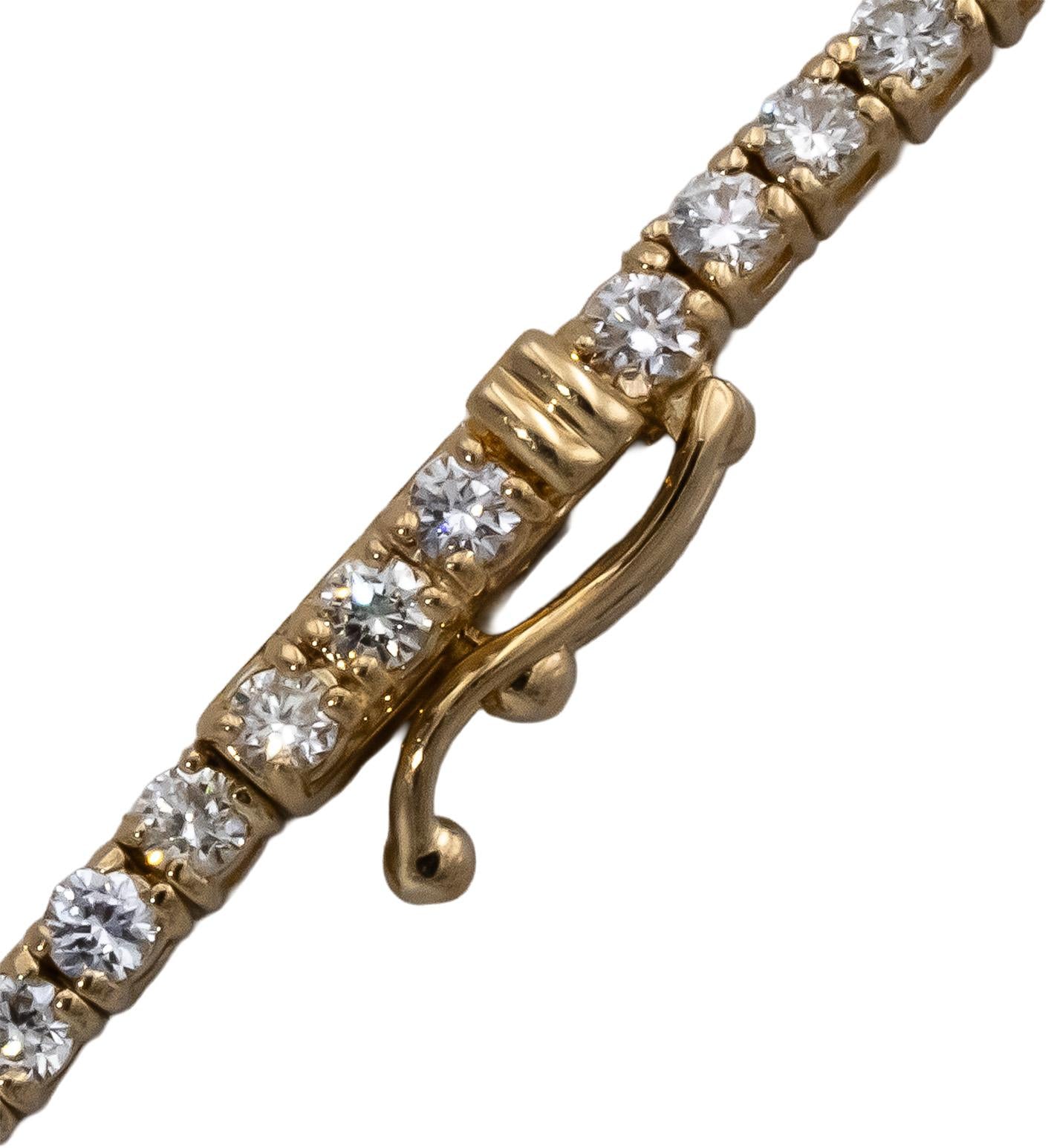 14k Yellow Gold VS Round Diamond Tennis Necklace 5.96CT