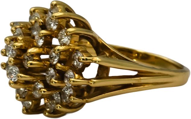 14k Yellow Gold Round Diamond Cluster Cocktail Ring 1.0CT Size 4.5