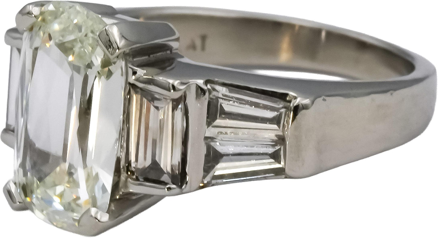 GIA Certified Platinum Old Mine Diamond Engagement Ring 2.46CT w/ 1.71CT Center