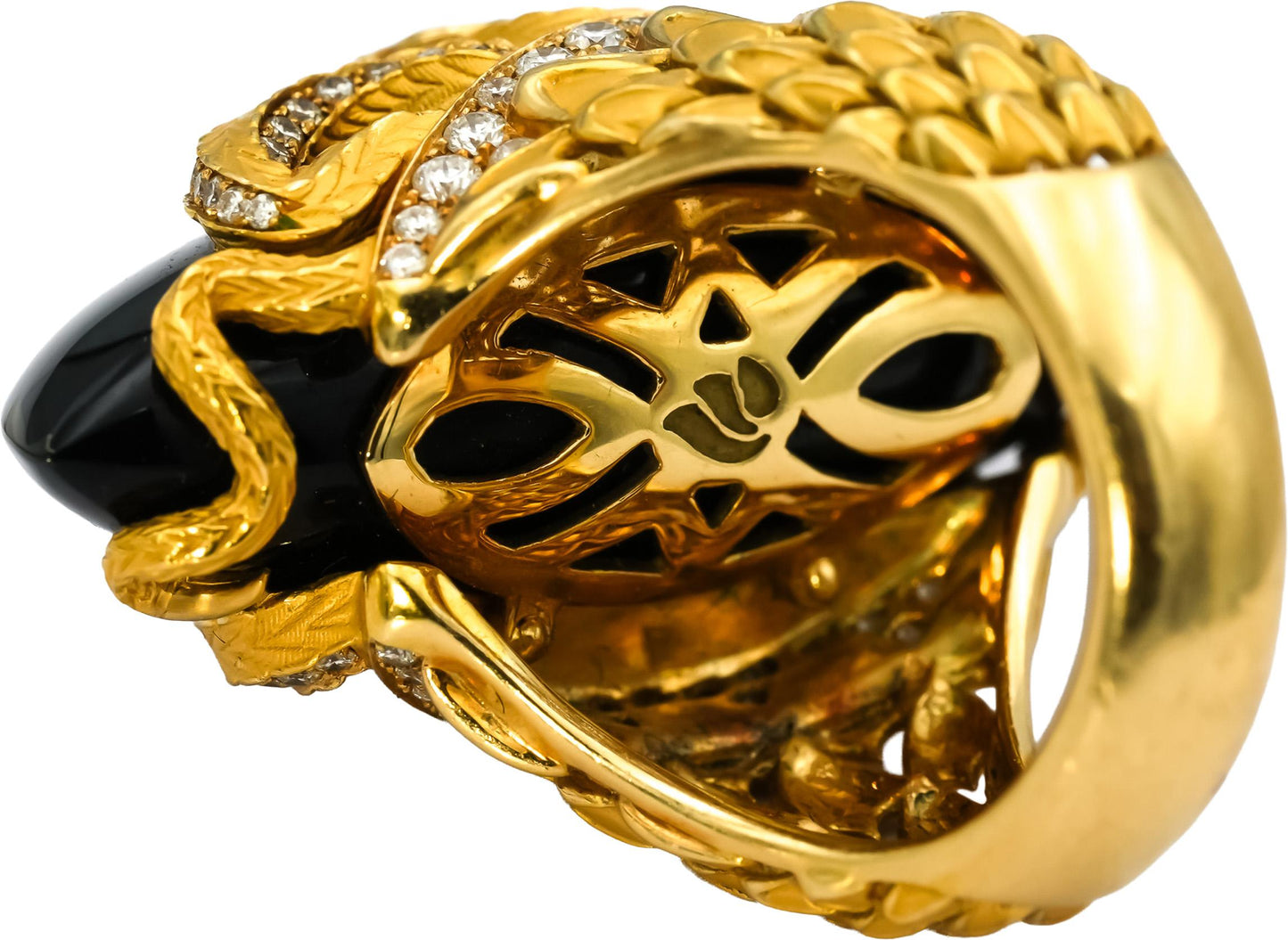 CARRERA Y CARRERA 18k Gold Diamond Sapphire Onyx Abanico Ring 37.20CT $19500