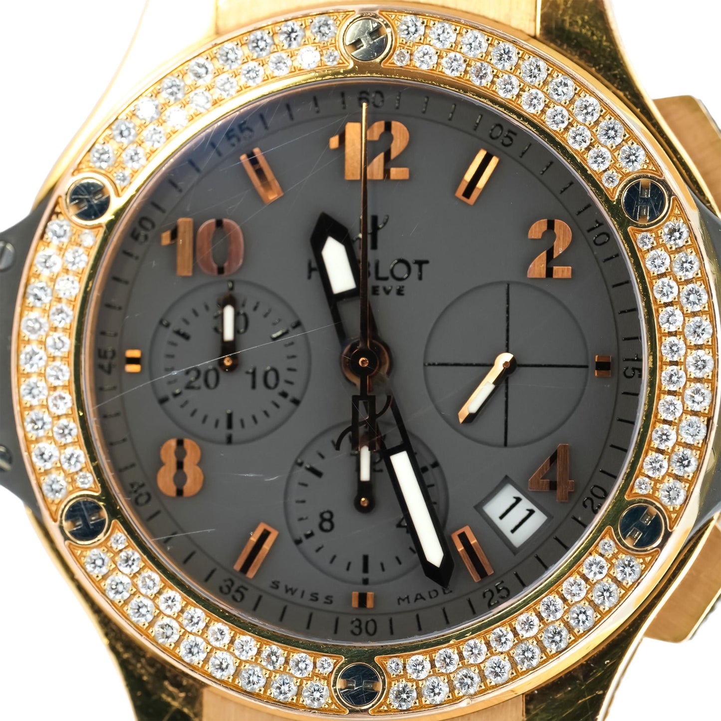 HUBLOT 18k Rose Gold Big Bang Automatic Watch w/ Factory Diamond Bezel Model 341