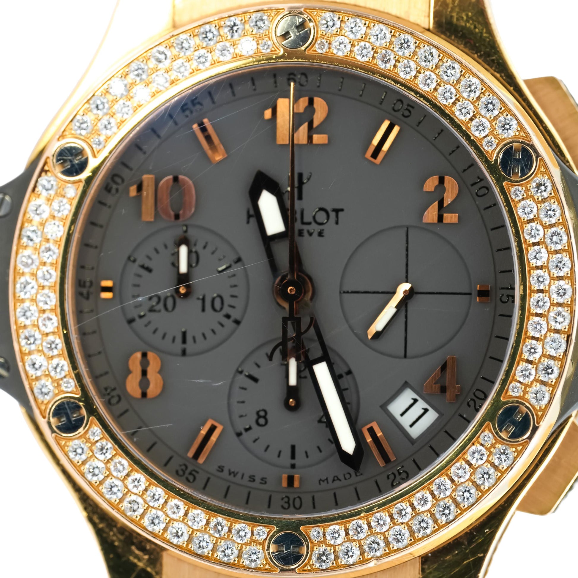 HUBLOT 18k Rose Gold Big Bang Automatic Watch w/ Factory Diamond Bezel Model 341