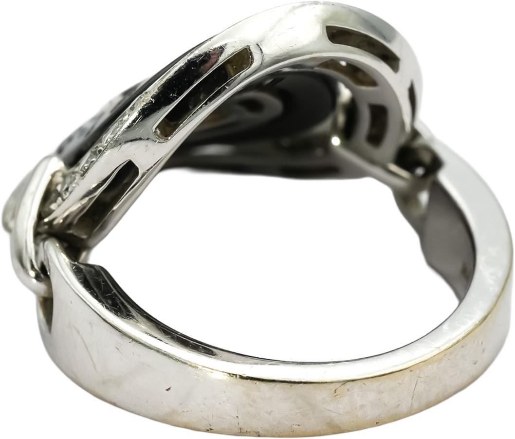 BVLGARI 18k White Gold Black Ceramic Astrale Diamond Ring 0.50CT Size 6