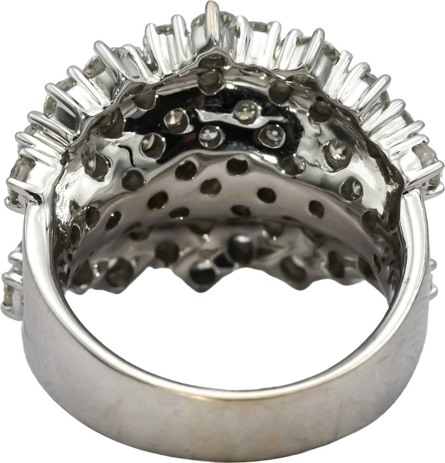 SONIA B. 18k White Gold Round Diamond Cluster Cocktail Ring 1.90CT Size 5.25