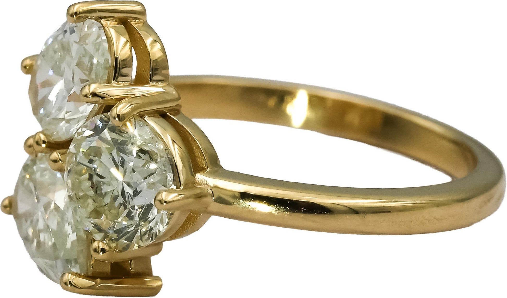14k Yellow Gold Round Oval Pear Cut Diamond Three Stone Ring 2.38CT Size 6.25