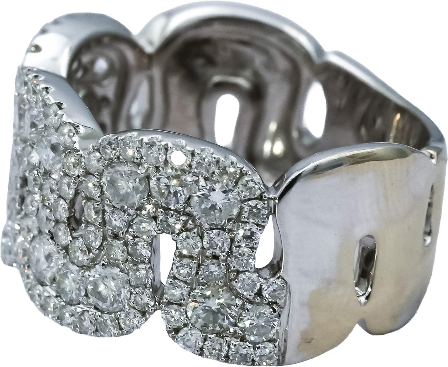 14k White Gold VS Round Diamond Cluster Band Ring 1.26CT Size 7.75