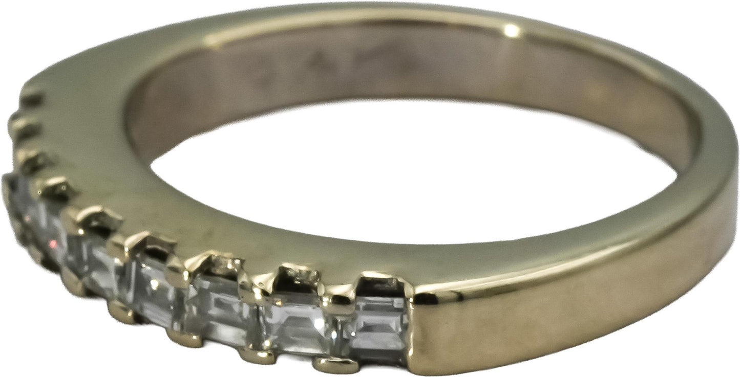 14k White Gold VS Square Asscher Cut Diamond Band Ring 1.0CT Size 7.75