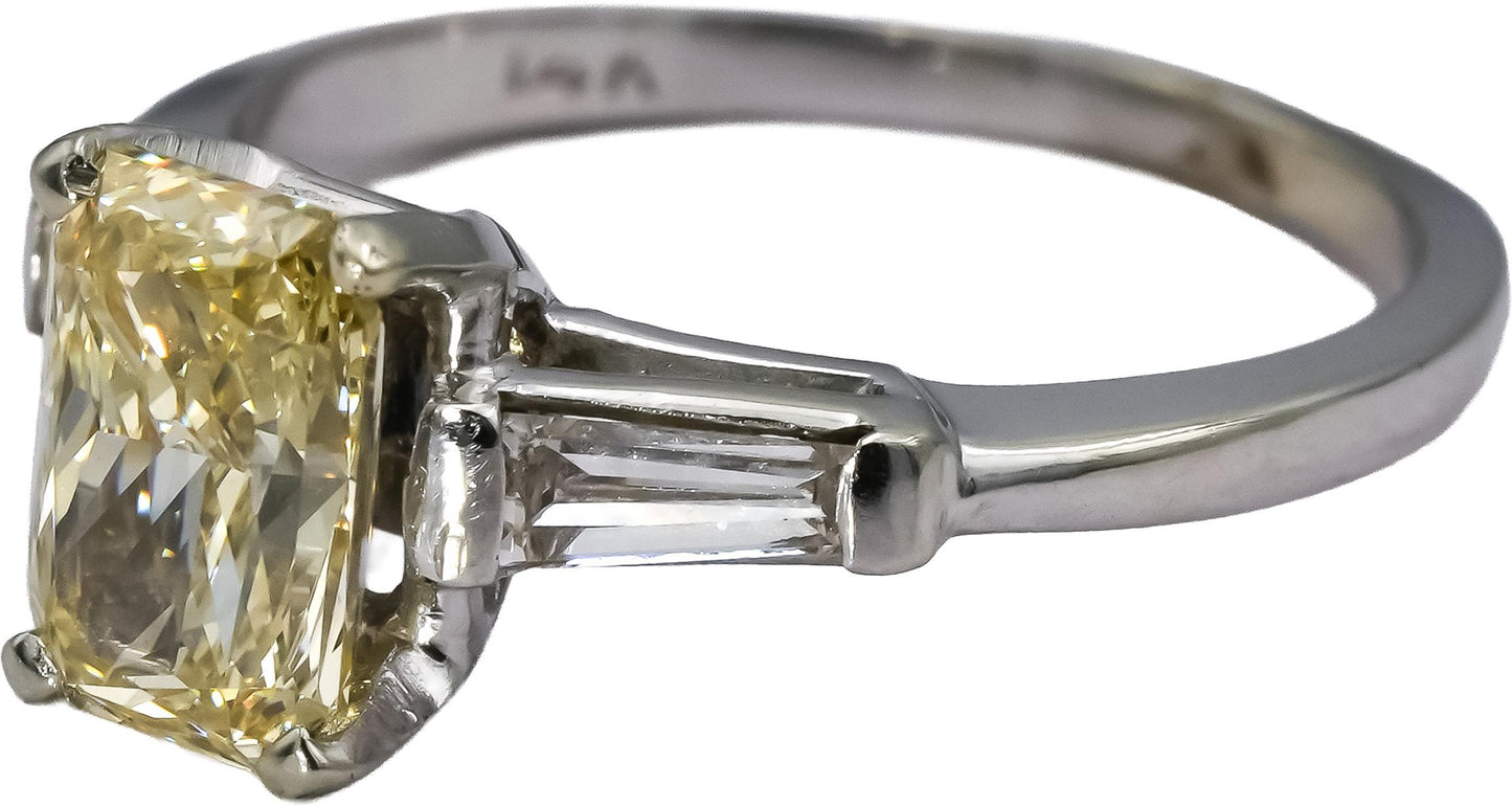 14k White Gold VS Light Yellow & White Diamond Engagement Ring 1.50CT Size 5
