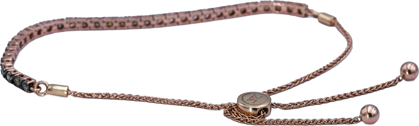 LE VIAN 14k Rose Gold Chocolate Diamond Ombre Bolo Bracelet 1.45CT