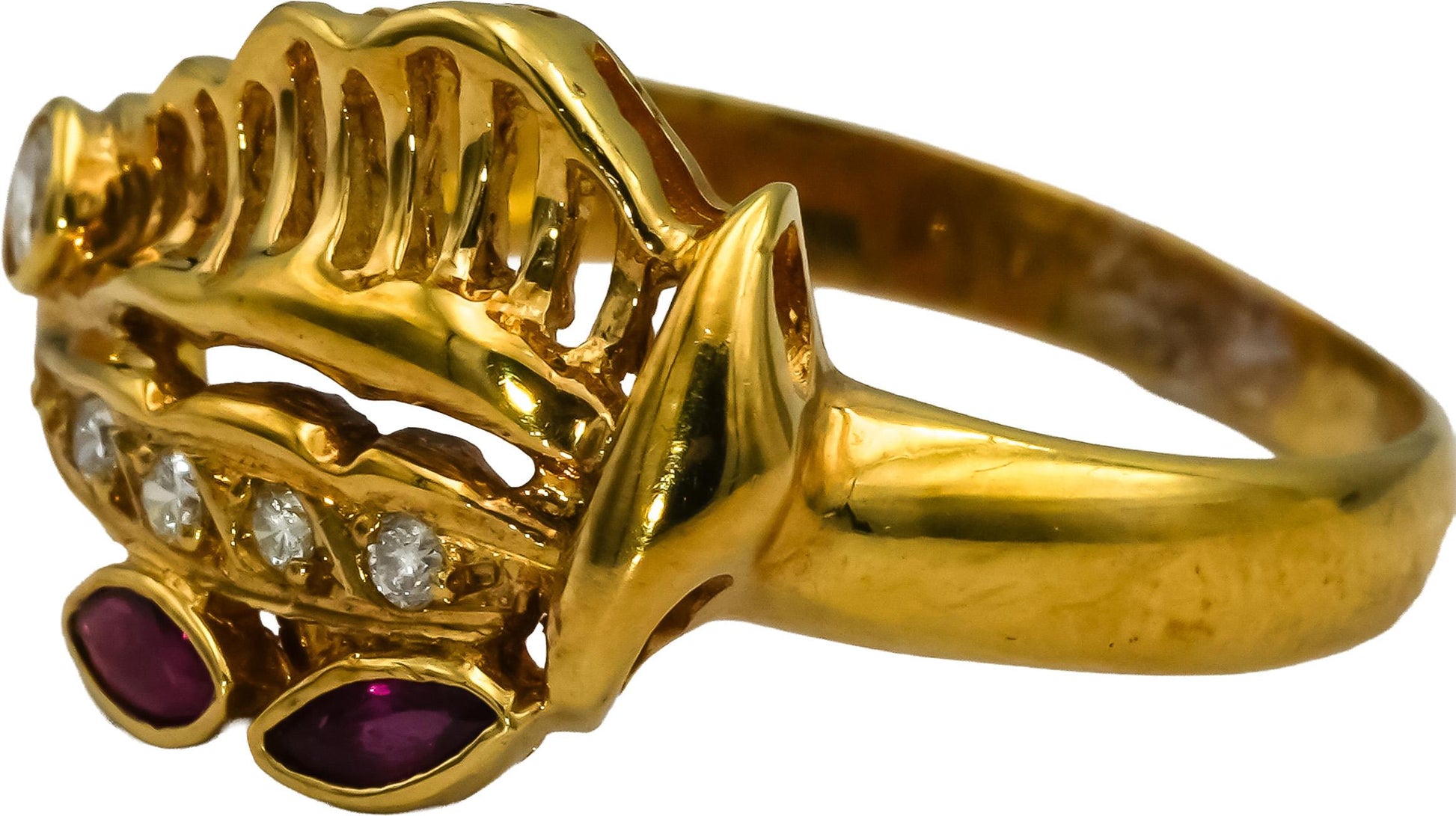 18k Yellow Gold Diamond and Ruby Cocktail Ring 0.20CT Size 8.5
