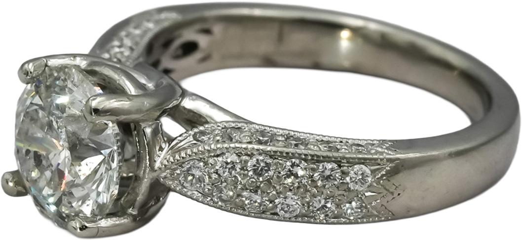 Platinum VS Round Diamond Engagement Ring 2.37CT w/ 2.02CT Center Size 6.25