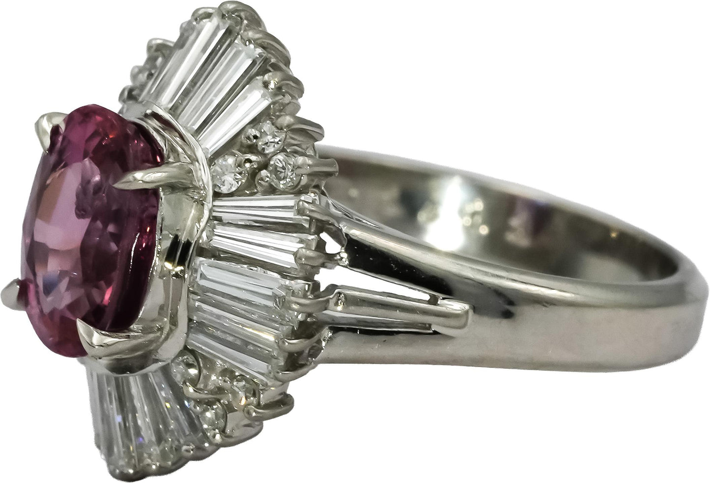 Platinum VS Diamond and Pink Spinel Cocktail Ring 3.15CT Size 6