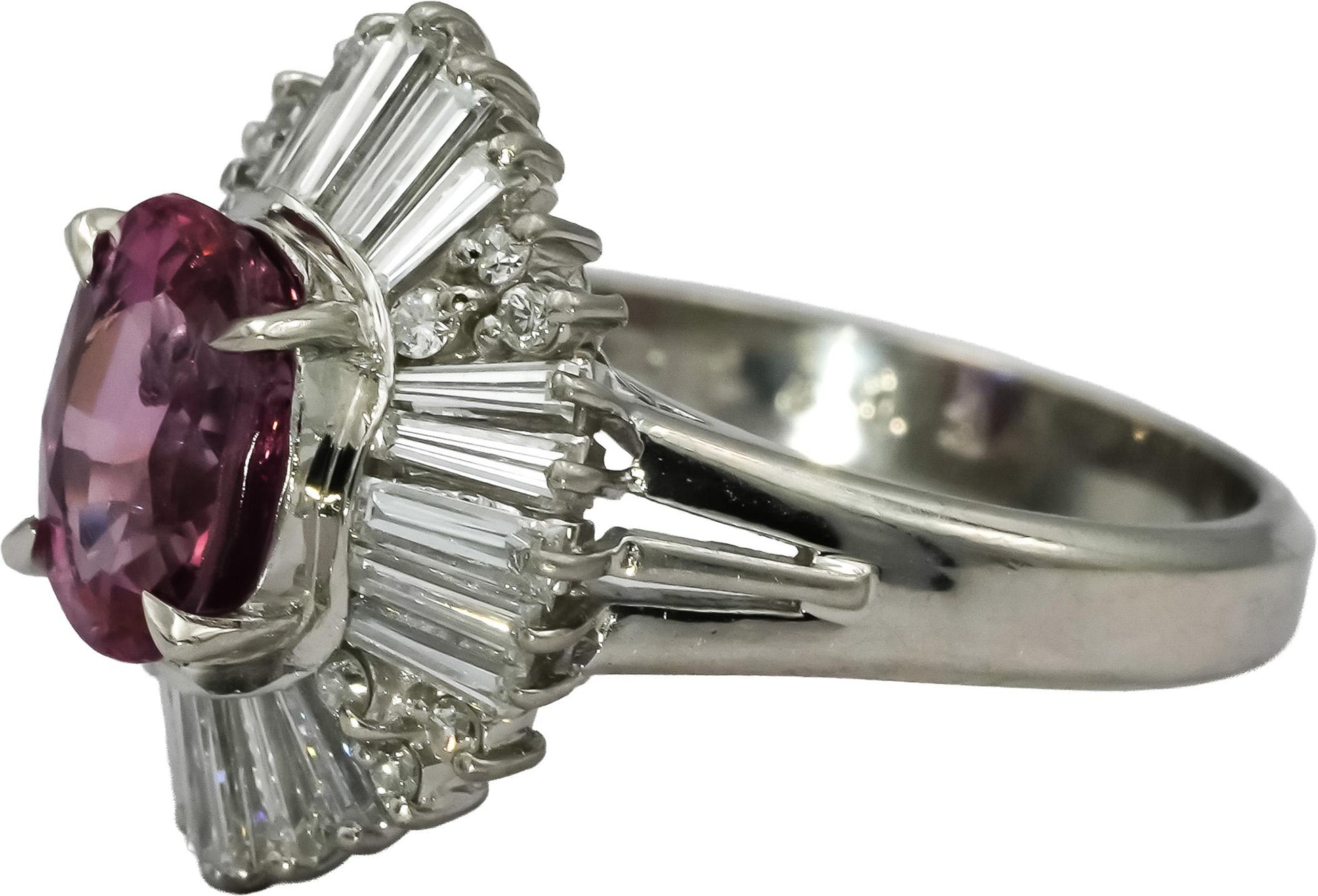 Platinum VS Diamond and Pink Spinel Cocktail Ring 3.15CT Size 6