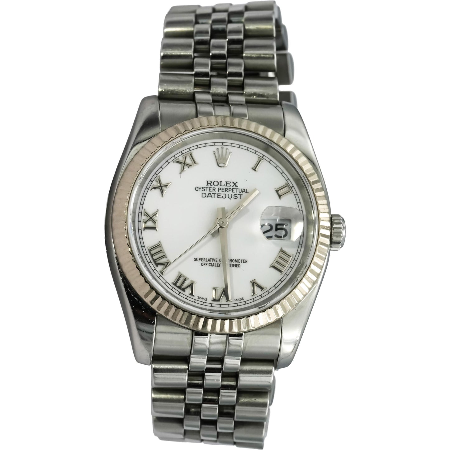ROLEX Stainless Steel 18k Datejust 36 Automatic Watch w/Box & Papers Ref. 116234