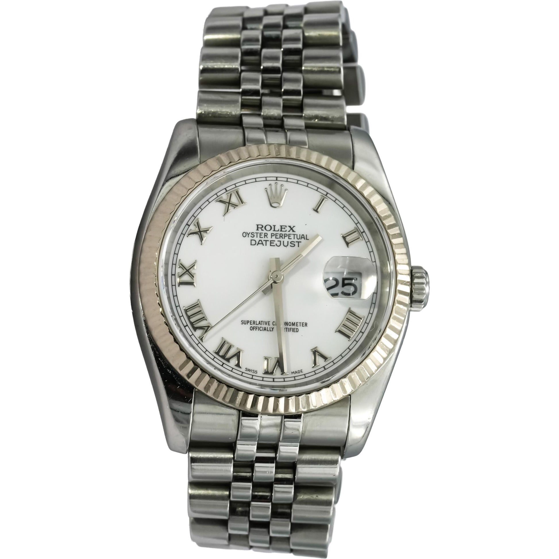 ROLEX Stainless Steel 18k Datejust 36 Automatic Watch w/Box & Papers Ref. 116234