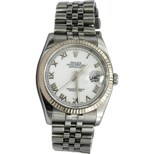 ROLEX Stainless Steel 18k Datejust 36 Automatic Watch w/Box & Papers Ref. 116234