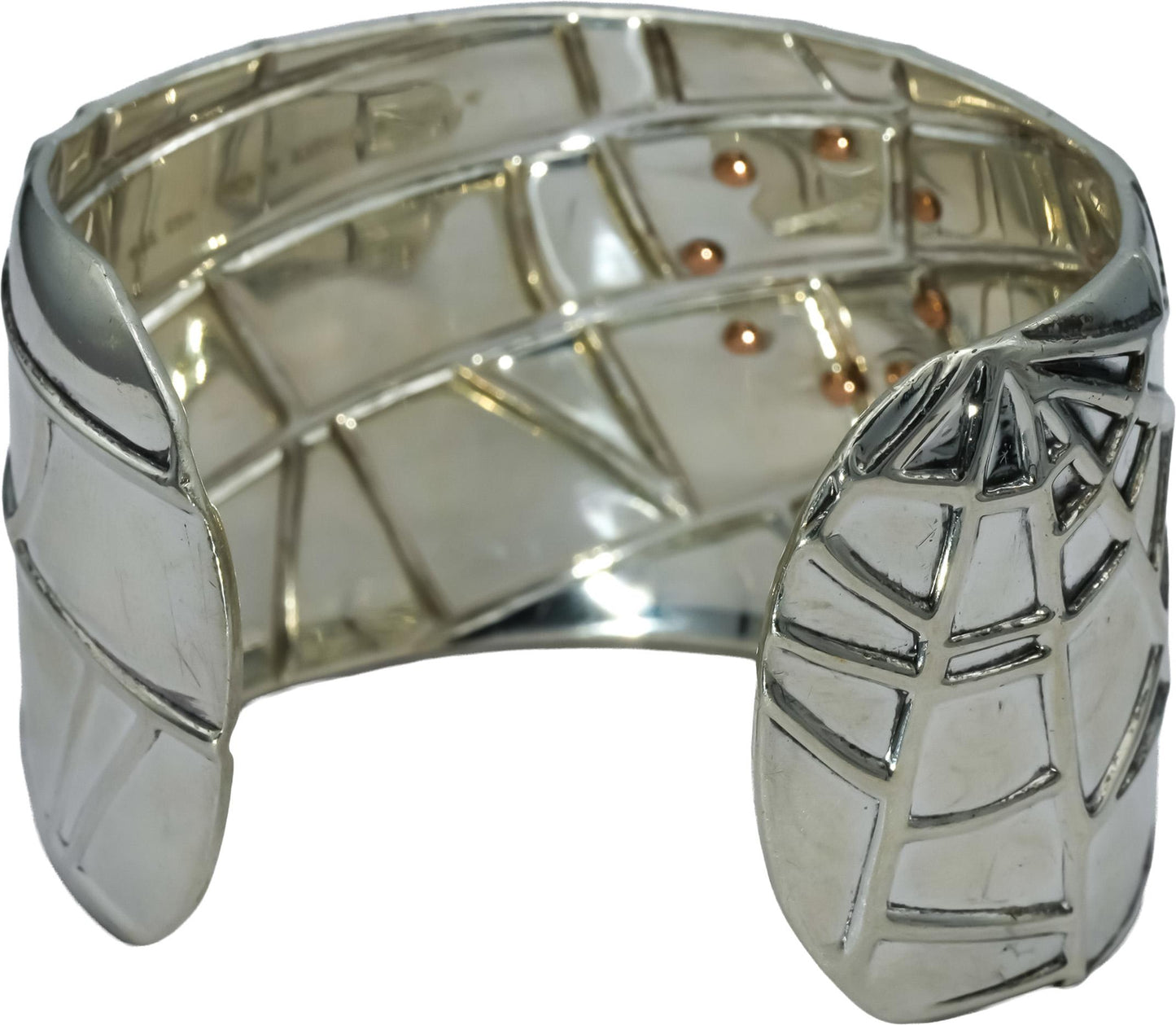 TIFFANY & CO. Sterling Silver 18k Gold Spider Web Cuff Bracelet