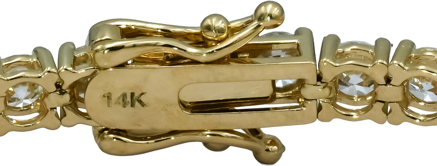 14k Yellow Gold VS Round Diamond Tennis Bracelet 8.51CT