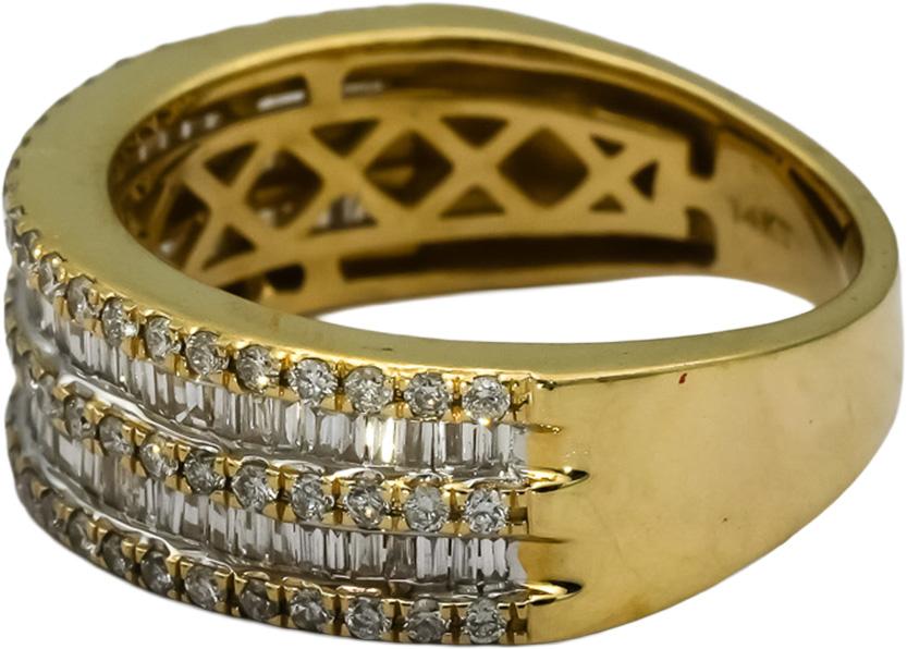 14k Yellow Gold Round and Baguette Diamond Band Ring 2.0CT Size 10