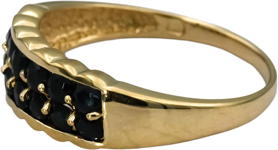 10k Yellow Gold Round Blue Sapphire Band Ring 1.0CT Size 10
