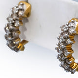 14k Yellow & White Gold Round Diamond Cluster Curved Earrings 1.01CT