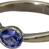 14k White Gold Oval Cut Tanzanite Band Ring 1.25CT Size 7.25 w/ Diamond Accents