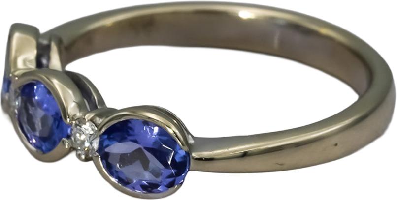 14k White Gold Oval Cut Tanzanite Band Ring 1.25CT Size 7.25 w/ Diamond Accents