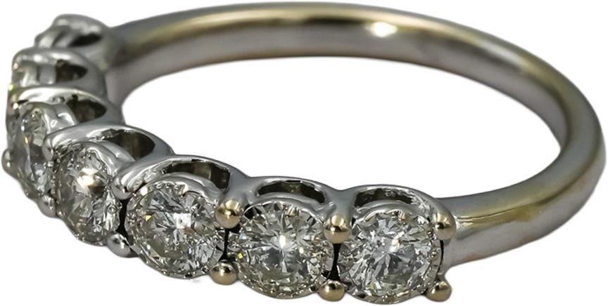 14k White Gold Round Diamond Seven Stone Band Ring 1.0CT Size 7.25