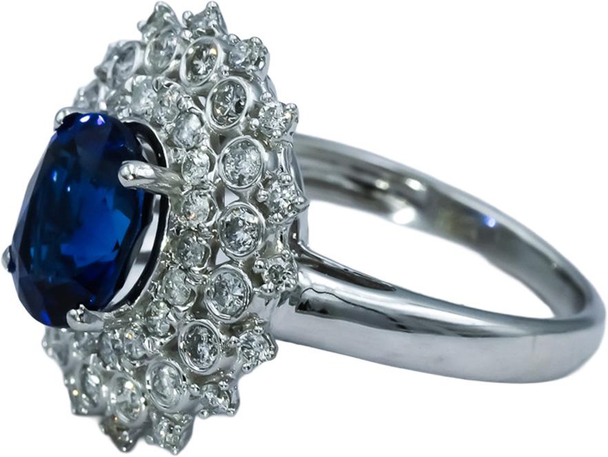 14k White Gold Diamond and Tanzanite Cocktail Ring 3.0CT Size 6