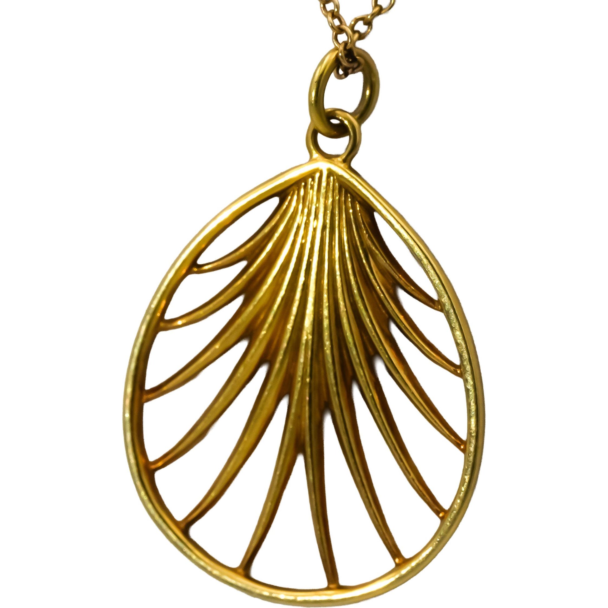 TIFFANY & CO. 18k Yellow Gold Paloma Picasso Villa Palm Leaf Pendant Necklace