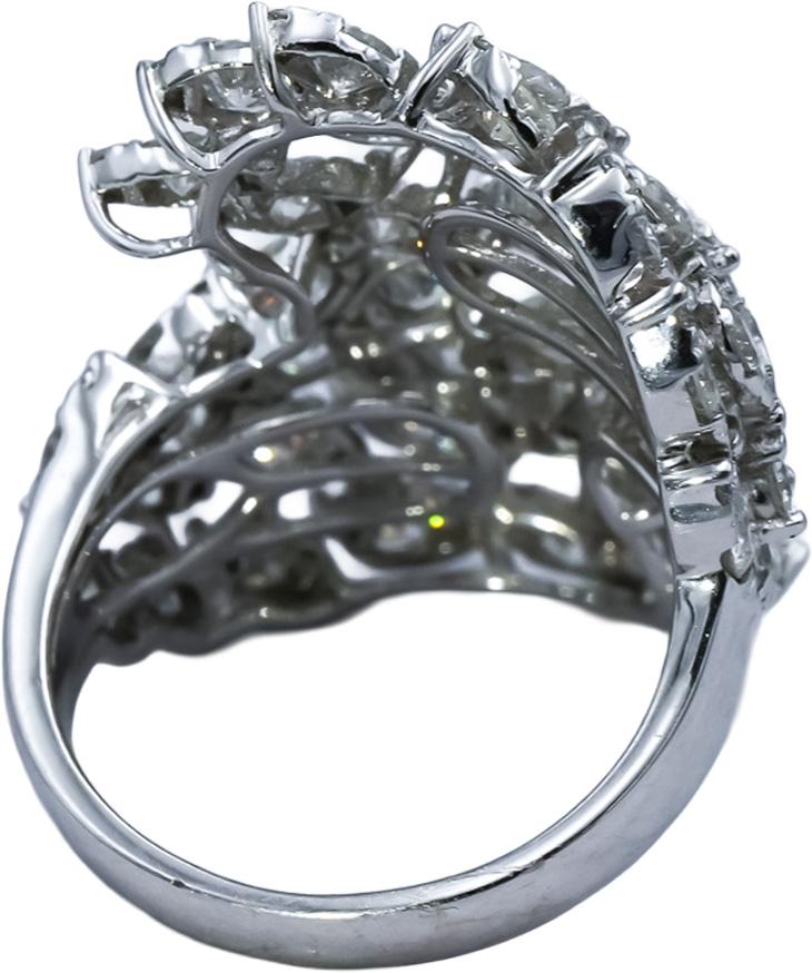 18k White Gold Round Diamond Bypass Cocktail Ring 2.0CT Size 6.5