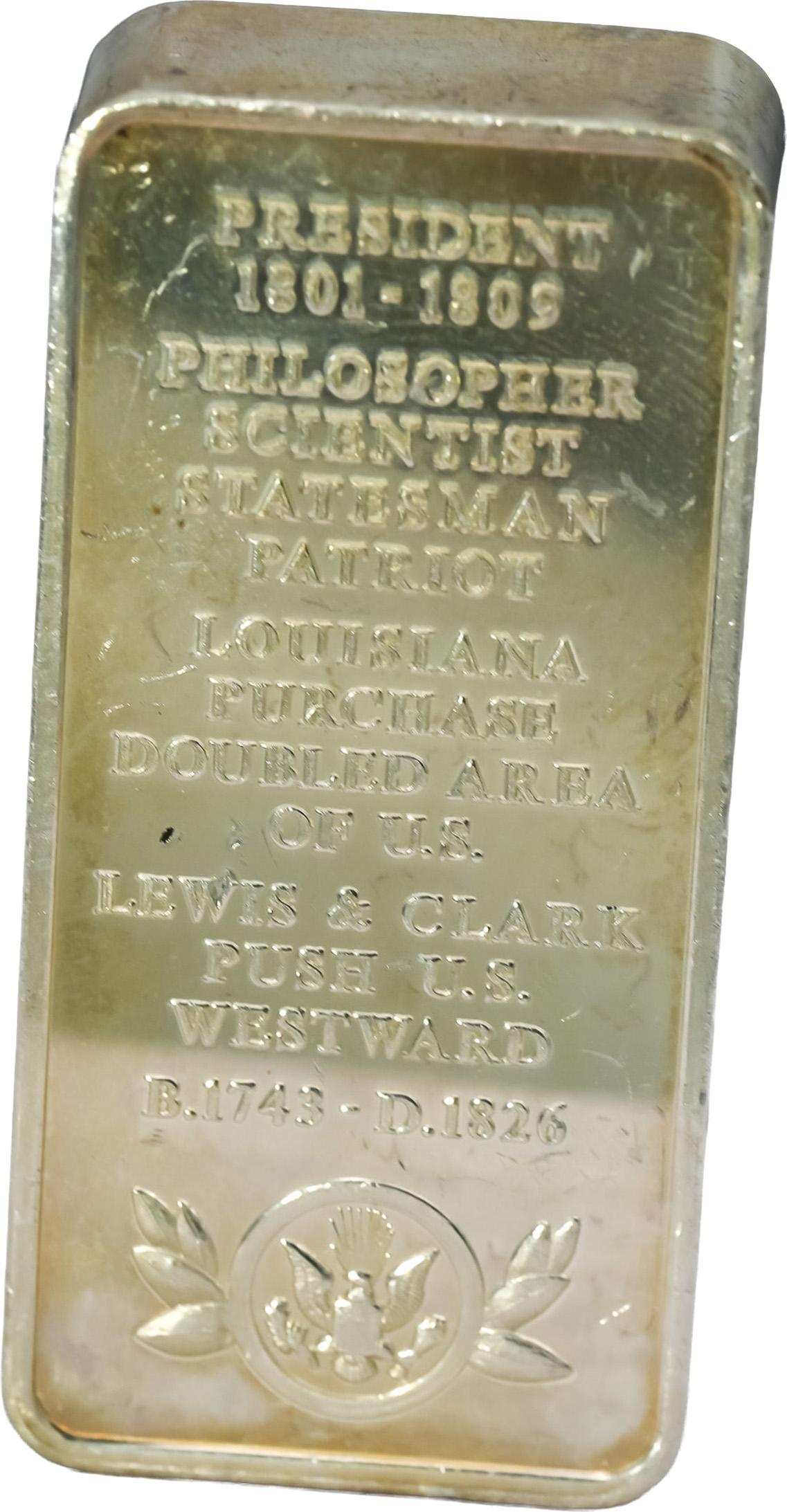 Sterling Silver Thomas Jefferson Art Bar Ingots Collection 2500 Grains 164.21g
