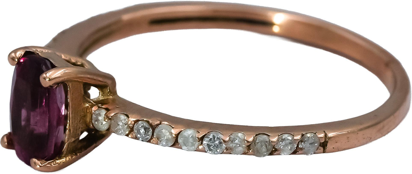 10k Rose Gold Diamond and Pink Sapphire Ring 0.50CT Size 6.75
