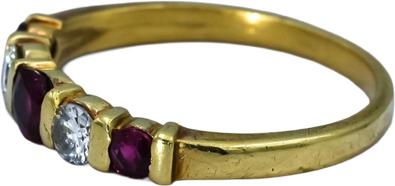 18k Yellow Gold VS Diamond and Ruby Band Ring 0.75CT Size 7.75