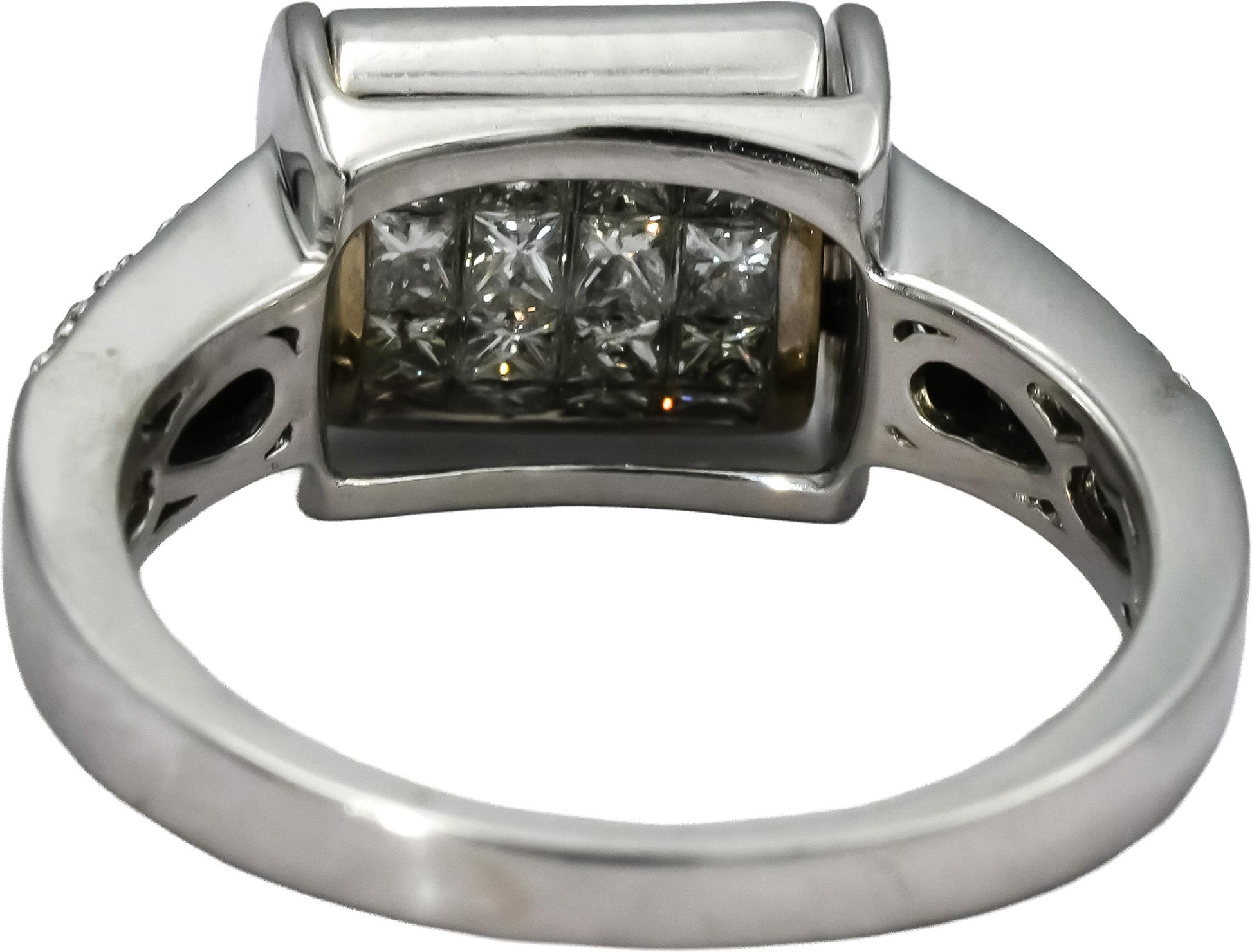 14k White Gold VS Diamond and Sapphire Reversible Ring 1.0CT Size 6