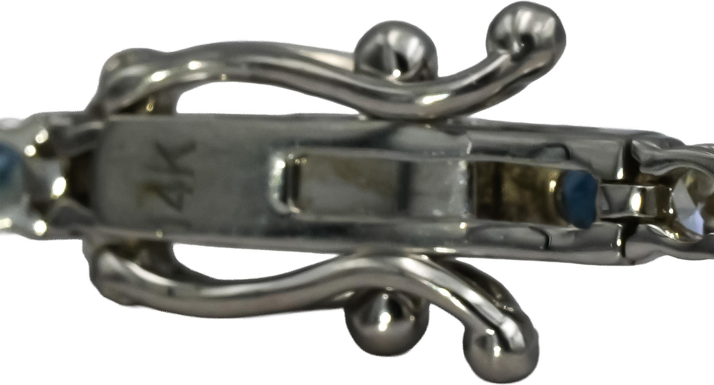 14k White Gold VS Diamond and Sapphire Tennis Bracelet 5.18CT