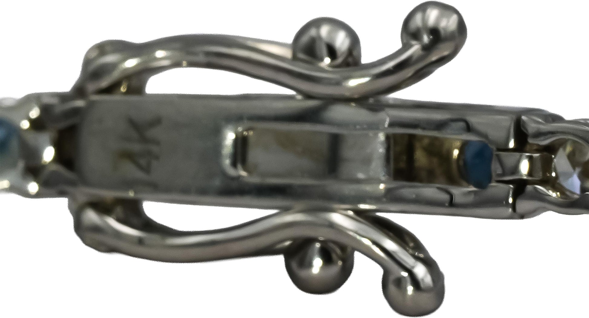 14k White Gold VS Diamond and Sapphire Tennis Bracelet 5.18CT