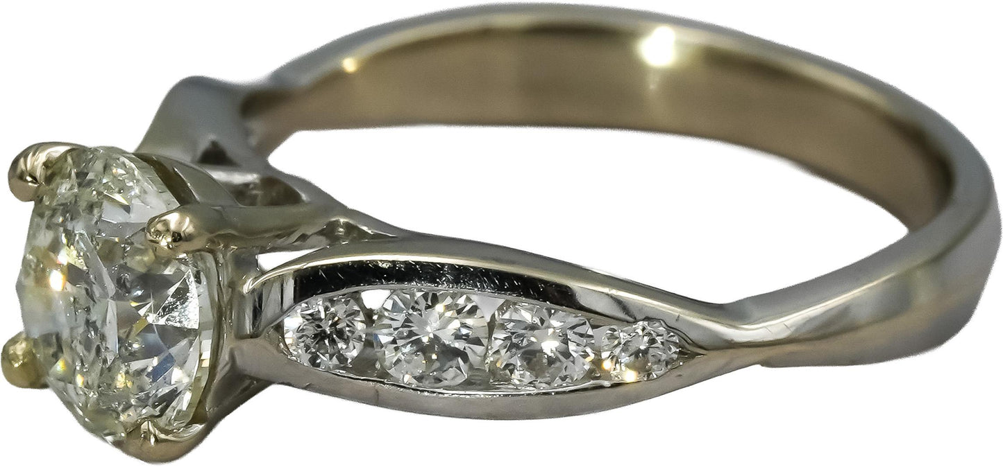 18k White Gold Round Diamond Engagement Ring 1.71CT w/ 1.51CT Center Size 6.25