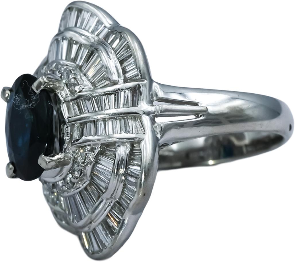 Platinum VS Diamond and Sapphire Cocktail Ring 3.87CT Size 6