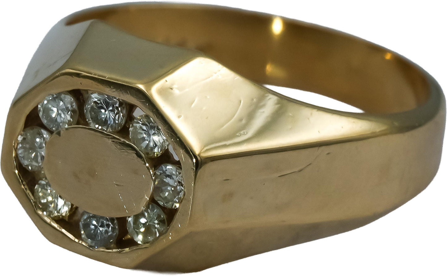 14k Yellow Gold Round Diamond Men's Ring 0.33CT Size 9