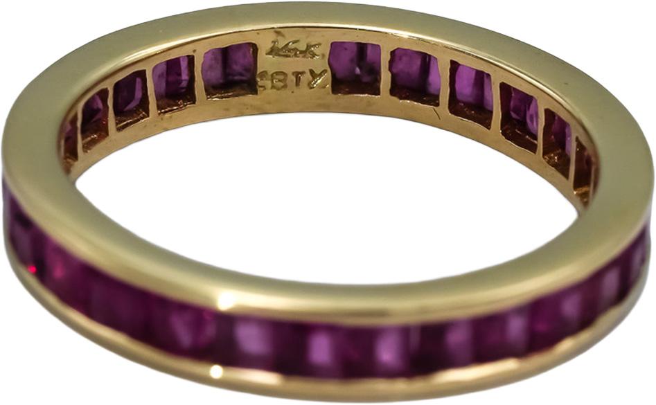 14k Yellow Gold Channel Set Ruby Eternity Band Ring 1.25CT Size 6