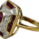 10k Yellow and White Gold Ruby Cocktail Ring 1.0CT Size 5 w/ Diamond Accents