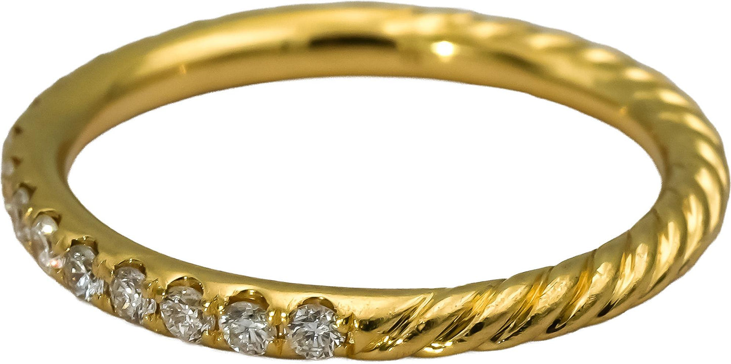 DAVID YURMAN 18k Yellow Gold VS Diamond Cable Collection Stack Ring .31CT Size 6